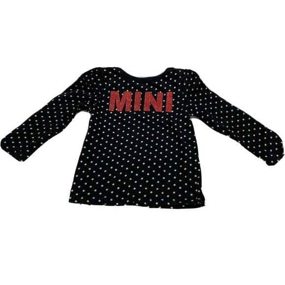 Crazy 8 Top Long Sleeve Shirt Toddler Girls 2T Black White Polka Dots - Picture 1 of 5